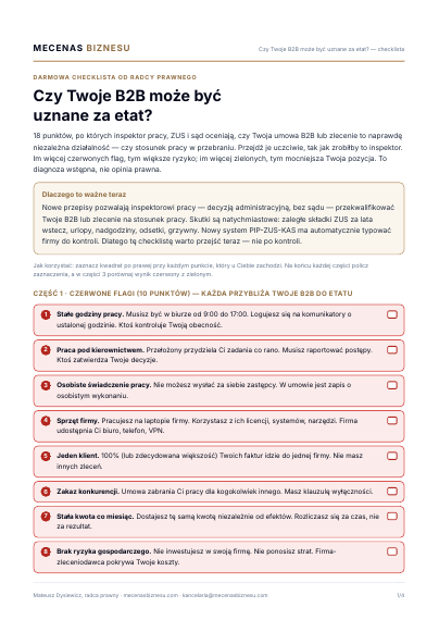 Podgląd PDF — pierwsza strona checklisty B2B